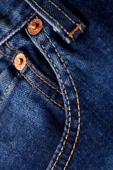 Close up of details of new LEVI'S 501 Jeans. Buttons and seams and pockets close-up. Classic jeans model. LEVI'S is a brand name of Levi Strauss and Co, founded in 1853. 31.12.2021, Rostov, Russia.