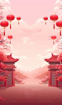 Happy Chinese New Year. illustration design with typical background and lanterns