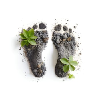 Carbon footprints. Carbon credit and Green energy concept. Generative AI.
