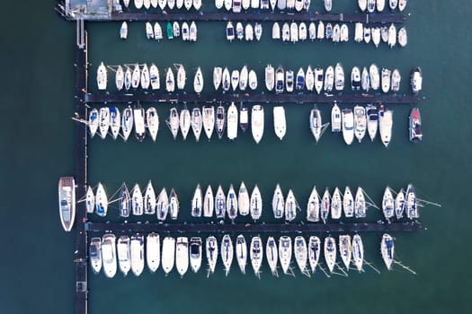 Aerial photographic documentation of a port area reserved for tourist boats 