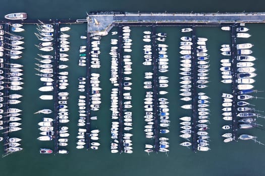 Aerial photographic documentation of a port area reserved for tourist boats 