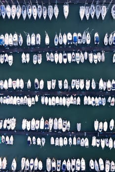 Aerial photographic documentation of a port area reserved for tourist boats 