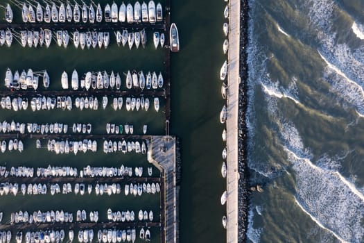 Aerial photographic documentation of a port area reserved for tourist boats 