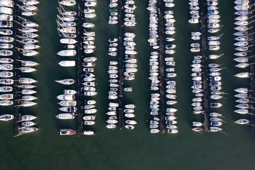 Aerial photographic documentation of a port area reserved for tourist boats 