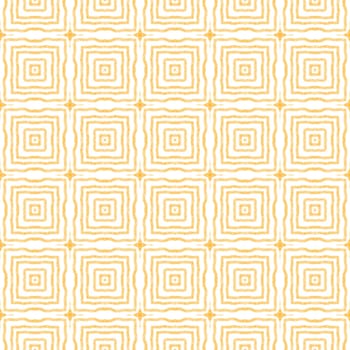 Tiled watercolor pattern. Yellow symmetrical kaleidoscope background. Textile ready pretty print, swimwear fabric, wallpaper, wrapping. Hand painted tiled watercolor seamless.