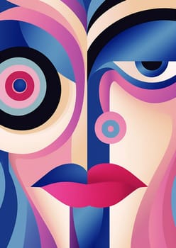 sign woman health modern abstract face cubism healthy minimalist concept graphic portrait isolated black cubist woman poster design fashion modernism abstract character. Generative AI.