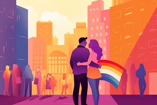 background homosexual party gay freedom illustration colourful flag festival concept parade community group diversity pride activist rainbow celebration holding homosexuality. Generative AI.