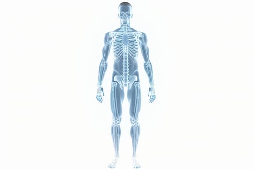 X-ray image of a human body on a white background. Medical technology concept.