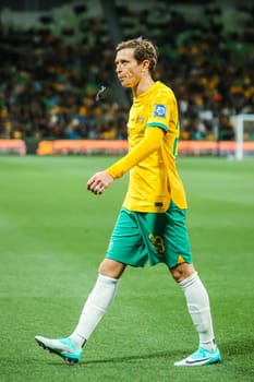 MELBOURNE, AUSTRALIA - NOVEMBER 16: Craig Goodwin of Australia during the 2026 FIFA World Cup Qualifier match between Australia Socceroos and Bangladesh at AAMI Park on November 16, 2023 in Melbourne, Australia