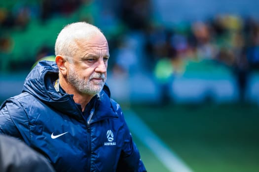 MELBOURNE, AUSTRALIA - NOVEMBER 16: Graham Arnold, head coach of Australia before the 2026 FIFA World Cup Qualifier match between Australia Socceroos and Bangladesh at AAMI Park on November 16, 2023 in Melbourne, Australia