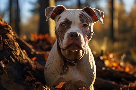 American Bulldog on a nature, close up photo, neutral light. Ai generative art