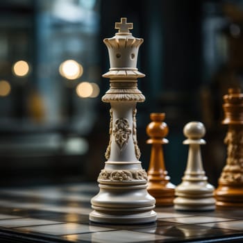Luxury Chess pieces. Business leader and strategy concept. Generative AI.