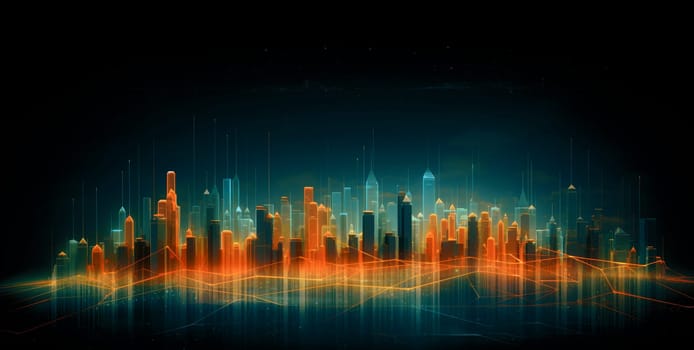 Abstract futuristic night city, Concept for IOT, smart city, speed connection and taintless advanced communication network.