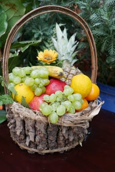 mixed fruits in a fruit Basket.