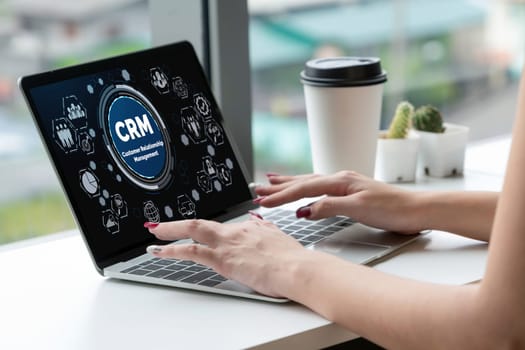 Customer relationship management system on modish computer for CRM business and enterprise