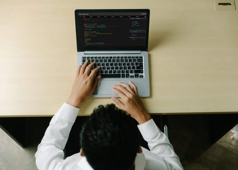 Software development programming on computer screen for modish application and program coding