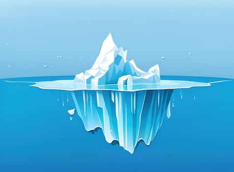 Illustration of Iceberg with reflection in water. Floating icebergs in the ocean. Vector illustration for your design.