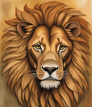 Portrait of a lion. Vector illustration isolated on white background.Lion head in the style of a digital painting.