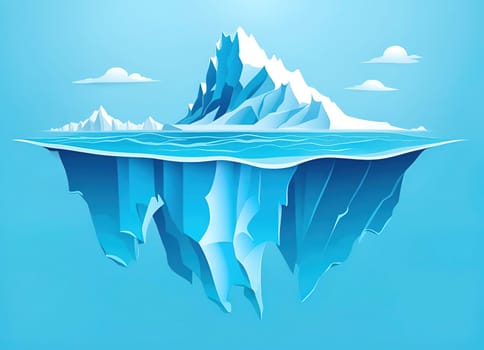 Illustration of Iceberg with reflection in water. Floating icebergs in the ocean. Vector illustration for your design.