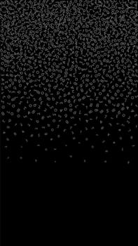 Falling numbers, big data concept. Binary white disorderly flying digits. Surprising futuristic banner on black background. Digital illustration with falling numbers.