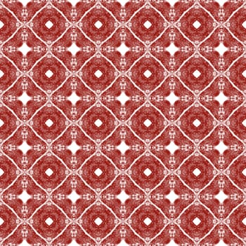Medallion seamless pattern. Maroon symmetrical kaleidoscope background. Watercolor medallion seamless tile. Textile ready superb print, swimwear fabric, wallpaper, wrapping.