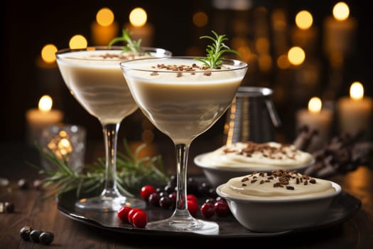 Velvet Eggnog Delight Cinnamon Dessert Martini Infused with Nutmeg for Holiday Toast