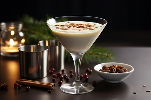 Velvet Eggnog Delight Cinnamon Dessert Martini Infused with Nutmeg for Holiday Toast