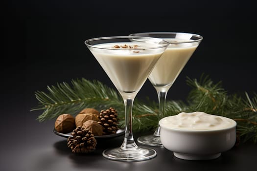 Velvet Eggnog Delight Cinnamon Dessert Martini Infused with Nutmeg for Holiday Toast