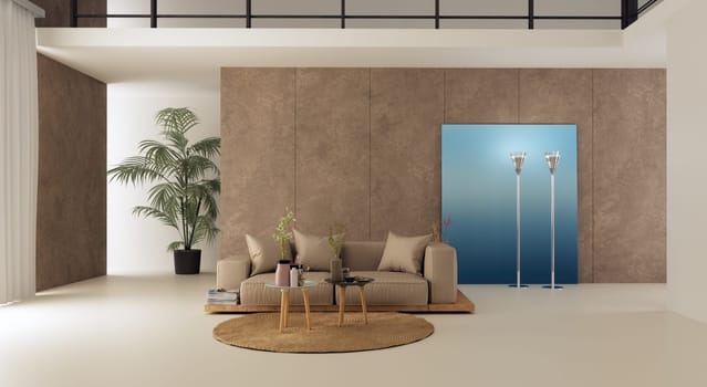 3D illustration of a modern apartment interior.