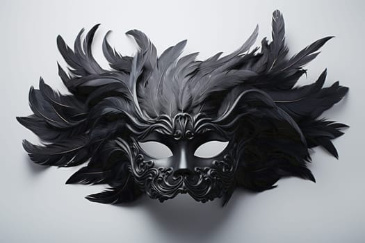 Carnival mask with feather isolated on white background. High quality photo