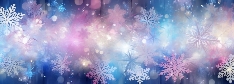 gradient pastel white illustration beauty blue pink light bokeh christmas rainbow abstract texture beautiful year defocused wallpaper shiny background snowflakes new shine. Generative AI.