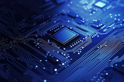 Computer technology image with circuit board background, ideal for various topics related to computers and AI by generated AI.