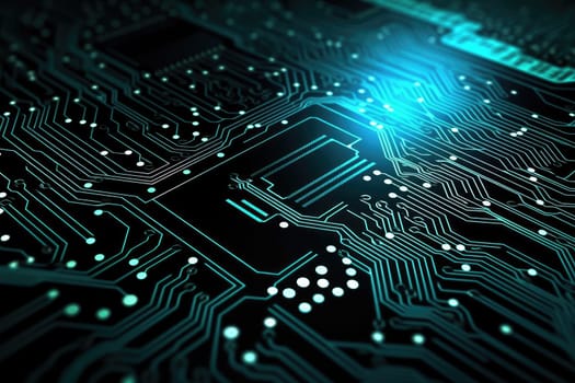 Computer technology image with circuit board background, ideal for various topics related to computers and AI by generated AI.