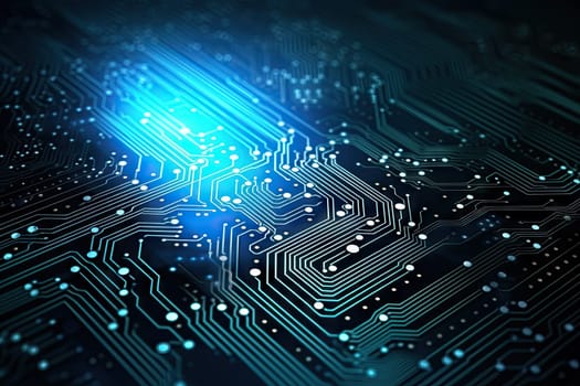 Computer technology image with circuit board background, ideal for various topics related to computers and AI by generated AI.