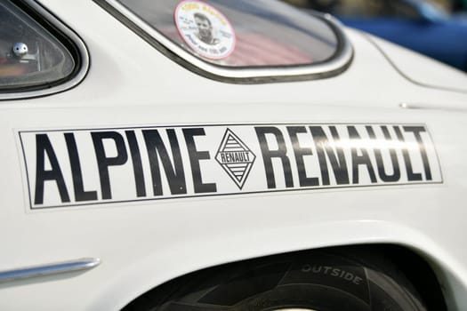 DIEPPE, FRANCE - MAY 29, 2022: Alpine car red modele 110 Berlinette V85 at the exposition Vintage and classic Cars.
