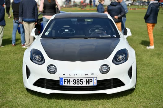 DIEPPE, FRANCE - MAY 29, 2022: The new model of the sports car Alpine A110 is exhibited
