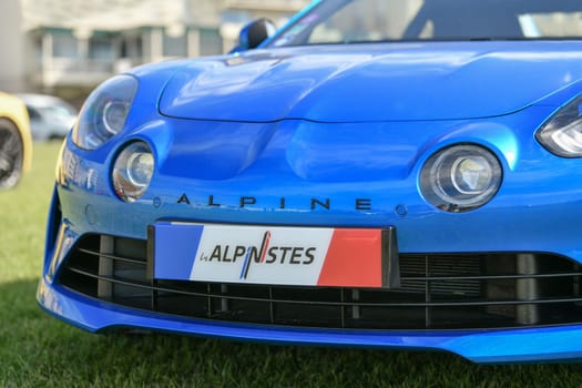 DIEPPE, FRANCE - MAY 29, 2022: The new model of the sports car Alpine A110 is exhibited
