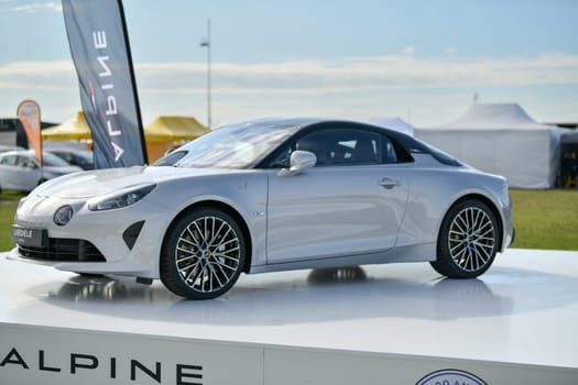 DIEPPE, FRANCE - MAY 29, 2022: The new model of the sports car Alpine A110 is exhibited