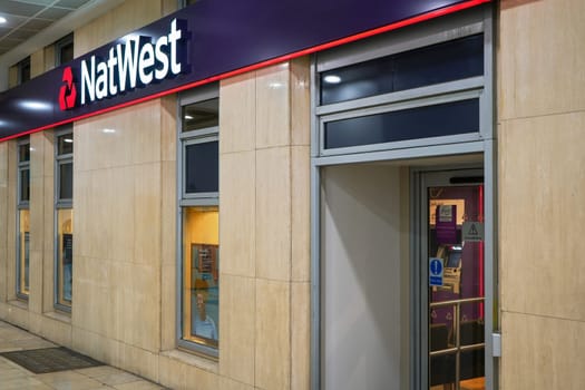 London, United Kingdom - February 03, 2019: Natwest branch inside Lewisham shopping centre. National Westminster Bank is considered one of Big four clearing banks in UK and was established in 1968