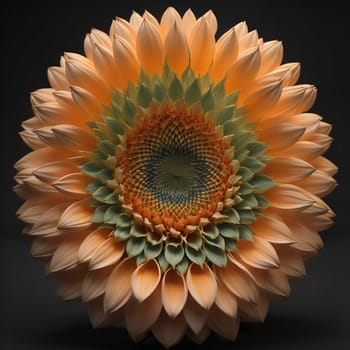 Orange sunflower on a black background. generative ai