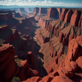 Aerial view of sandstone formations in Canyonlands National Park, generative ai