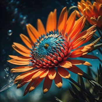 Beautiful orange gerbera flower with water drops on it. generative ai