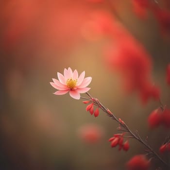 Beautiful pink flower on blurred nature background, vintage color tone. generative ai