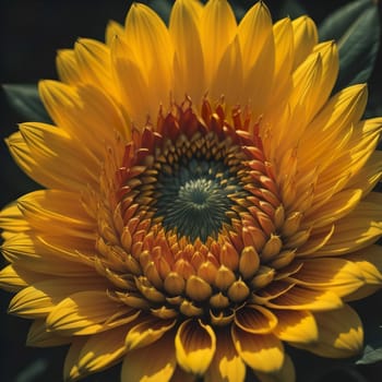 Close up of a sunflower in a garden. Selective focus. generative ai