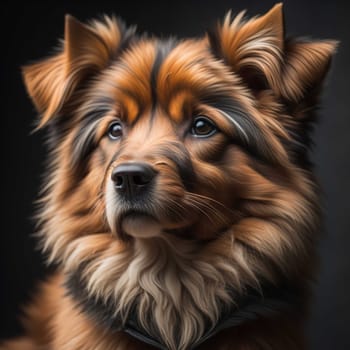 Portrait of a beautiful mixed breed dog. Studio shot on black background. generative ai