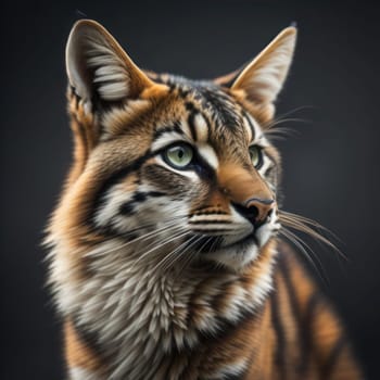 Portrait of a beautiful tiger on a dark background. Studio shot. generative ai