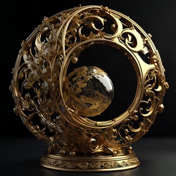 golden globe on black background. generative ai