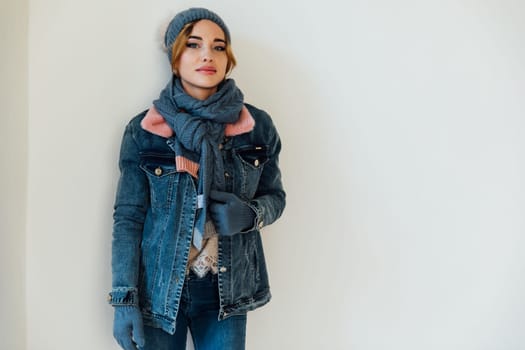 woman in winter clothes and knitted hat