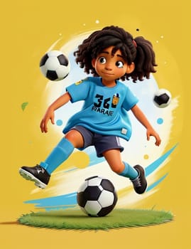 girl playing soccer 3d funny character ai generative art