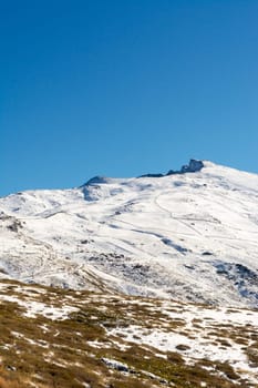 Snowy mountain. Veleta peak in Sierra Nevada.,